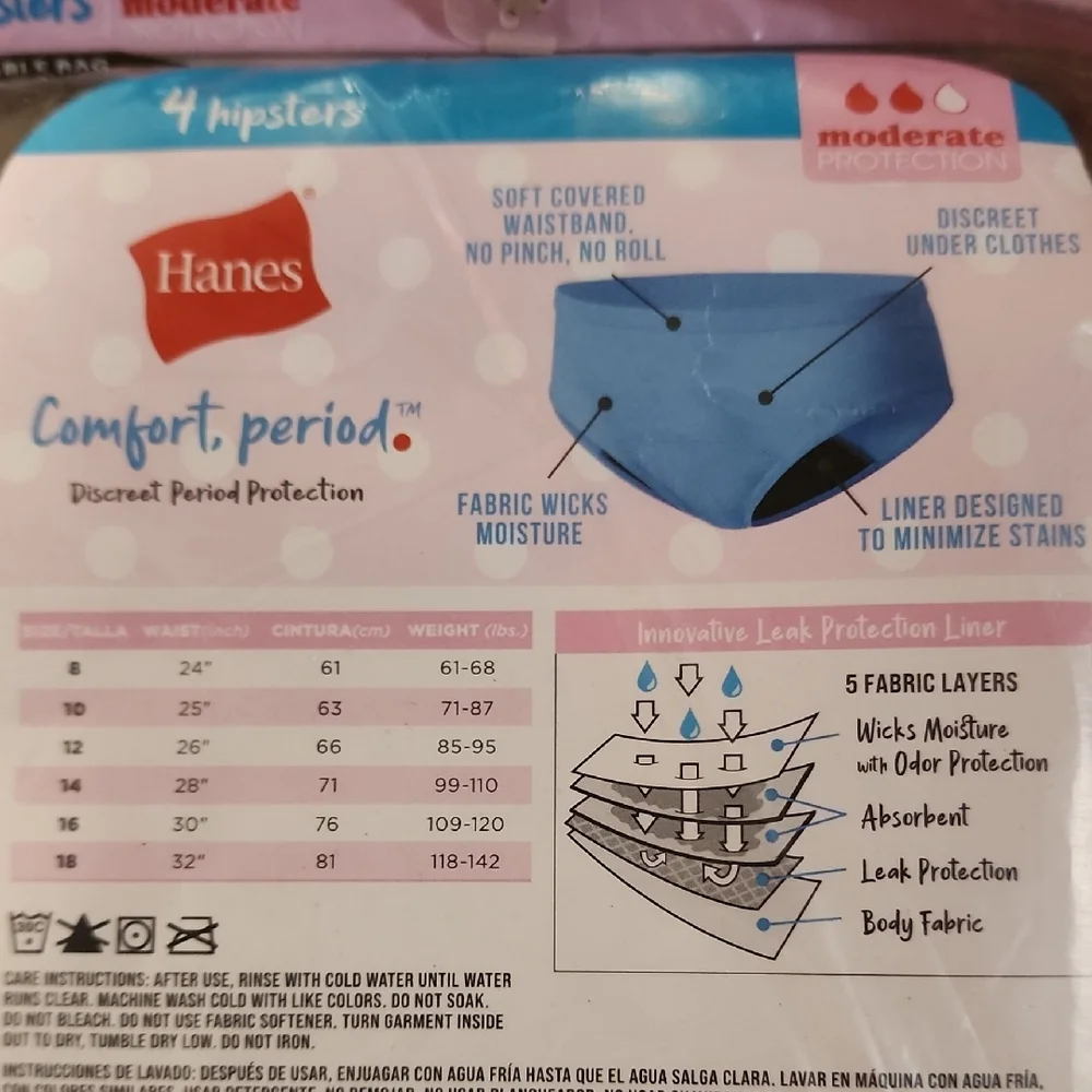 Hanes Comfort Period Hipsters - Purple and Gray